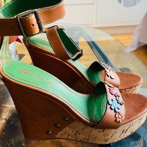 🔥😻🔥Rare Boho 70s Style Platform Cork Wedges